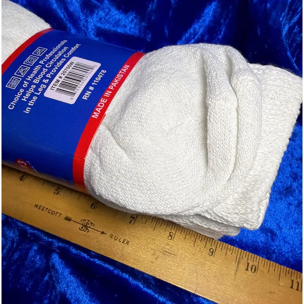 Loose Fit Top Diabetic Socks Unisex 10-13 White 3-Pack Cotton Blend Very Nice